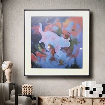 Cute kitten Elegant Printed Oil Painting Floral Bouquet Art